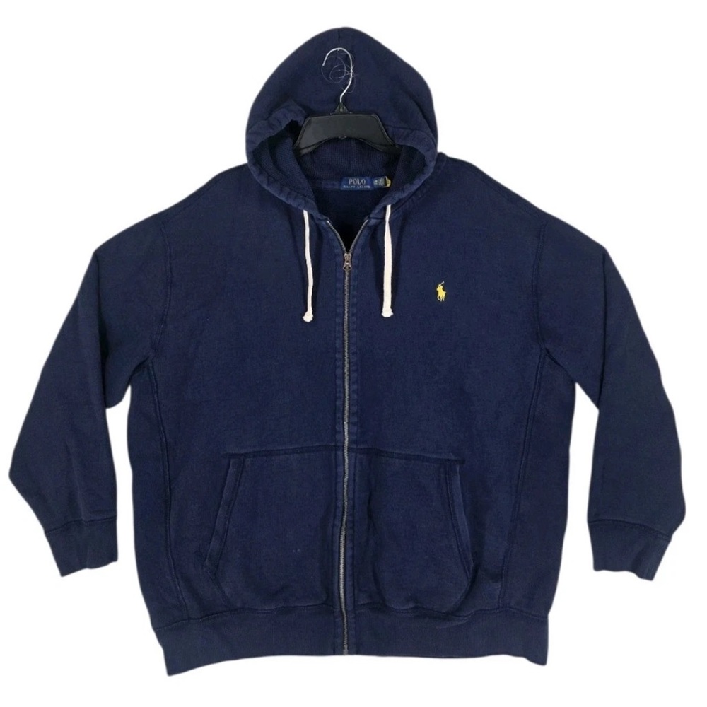 Polo Ralph Lauren Hoodie Jacket Mens 2XB Navy Blue Heavyweight Fleece Full Zip